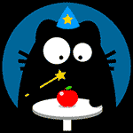 99px.ru аватар Черный кот увеличивает и уменьшает яблоко с помощью волшебной палочки