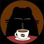 99px.ru аватар Черный кот вдыхает аромат горячего кофе
