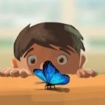 99px.ru аватар Маленький мальчик смотрит на голубую бабочку