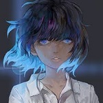 99px.ru аватар Девушка с развевающимися синими волосами, art by ам3:45