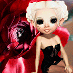 99px.ru аватар Блондинка в черном платье на фоне розы