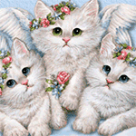 99px.ru аватар Три белых котенка с веночками из цветов на голове с крыльями ангела