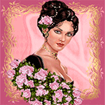 99px.ru аватар Девушка с розовой розой в высокой прическе, с букетом розовых роз