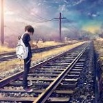 Аватар Девушка с рюкзаком стоит на железной дороге