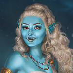 Аватар Девушка - тролль с голубой кожей и белыми волосами / арт на игру World of Warcraft, by JuneJenssen