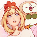 99px.ru аватар Девушка с покемоном Rowlet / Роулетом из игры Pokemon / Покемон на плече, by Zolaida