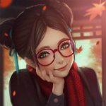 Аватар Девушка в очках подпирает голову рукой, by magion02