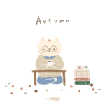 99px.ru аватар На кота в очках с кружкой чая падают осенние листья (Autumn / Осень)