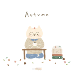 Аватар На кота в очках с кружкой чая падают осенние листья (Autumn / Осень)