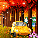 99px.ru аватар Желтое легковое авто стоит на аллее под осенним листопадом