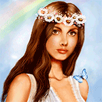 99px.ru аватар Девушка-шатенка с длинными волосами с венком из ромашек на голове