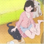 Аватар Девочка гладит кота Дару / Daru из аниме Она и ее кот: Все меняется / Kanojo to Kanojo no Neko: Everything Flows