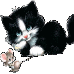 99px.ru аватар Черно-белый котенок играет с мышкой, прижав ей коготком кончик хвоста, by faye