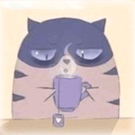 99px.ru аватар Сонный котик держит в лапках кружку с чаем