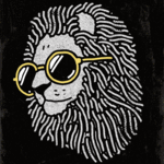99px.ru аватар Голова льва в желтых очках на черном фоне