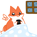 99px.ru аватар Лисенок сидит у окна и пьет горячий напиток из черной кружки с надписью (Best fox)