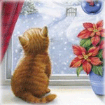 99px.ru аватар Котенок сидит на подоконнике и смотрит на зимний пейзаж за окном, by Lisa Alderson