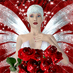99px.ru аватар Девушка-эльф с белыми волосами на фоне букета роз