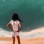 Аватар Девушка стоит на фоне моря