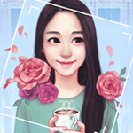 99px.ru аватар Девушка с чашкой кофе в руках и розами на плечах, by mistraLN