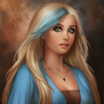Аватар Девушка со светлыми волосами и голубой прядью, by JuneJenssen