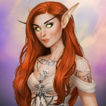 Аватар Рыжеволосая эльфийка в белом платье / арт на игру World of Warcraft, by JuneJenssen