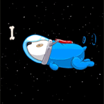 99px.ru аватар Собака космонавт в открытом космосе пытается схватить косточку