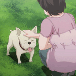 Аватар Бульдог Кенто с хозяйкой из аниме Ookami Shoujo to Kuro Ouji / Волчица и черный принц
