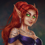 Аватар Рыжеволосая девушка - эльф с зелеными глазами / арт на игру World of Warcraft, by JuneJenssen