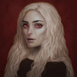 99px.ru аватар Девушка со светлыми волосами и красными глазами, by JuneJenssen