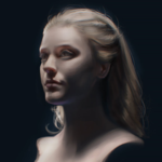 Аватар Светловолосая девушка на черном фоне, by JuneJenssen