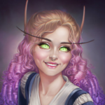 Аватар Эльфийка с розовыми волосами и зелеными глазами / арт на игру World of Warcraft, by JuneJenssen