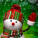99px.ru аватар Снеговик в вязаной шапочке на фоне снежинок