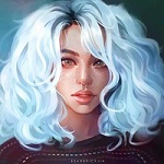 Аватар Девушка с голубыми волосами, by Karmen Loh