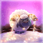 99px.ru аватар Барашек с намотанной на рога гирляндой стоит под падающим снегом, by Cryptid Creations