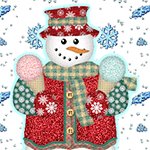 99px.ru аватар Снеговик в красивой одежде и шляпе держит мороженное под падающим снегом