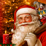 99px.ru аватар Санта-Клаус на фоне зажженной свечи