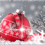 99px.ru аватар Новогодний красный расписной шар на фоне падающего снега