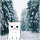 99px.ru аватар Белый котик на фоне заснеженных елей