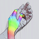 99px.ru аватар Женская разноцветная рука держит забинтованную мужскую руку с глазом на ладони
