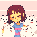 Аватар Фриск / Frisk из игры Undertale с белыми щенками