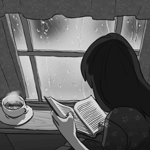99px.ru аватар Девушка читает книгу у окна с чашкой кофе