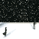 99px.ru аватар Девушка стоит и смотрит на парня под падающим снегом, by Nancy Liang
