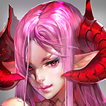 99px.ru аватар Дьяволица с ярко-розовыми волосами и красными рогами (original art by visitorhexuan)