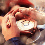99px.ru аватар Мужские руки обняли женские с чашечкой кофе с пенкой в виде сердечка