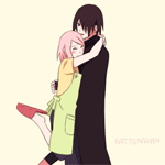 Аватар Сакура Харуно / Sakura Haruno обнимает Саске Учиху / Sasuke Uchiha, персонажи из аниме Наруто / Naruto
