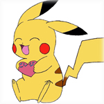 99px.ru аватар Pikachu / Пикачу из аниме Pokemon / Покемон, держит в лапках валентинку