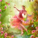 Аватар Сказочная фея танцует в саду среди цветов и бабочек