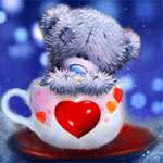 99px.ru аватар Медвежонок тедди сидит в чашке, на которой бьется сердечко