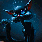 99px.ru аватар Черный кот с голубыми глазами на темном фоне